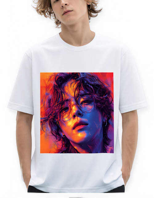 BTS V Kim Taehyung Cyberpunk Art Oversized T-Shirt - Premium Cotton Graphic White Tee